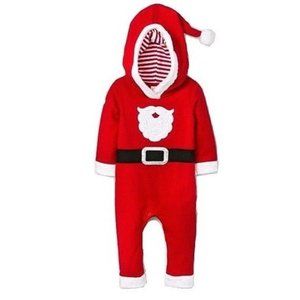 Cat and Jack Baby Santa Clause Christmas Hooded Jumpsuit Months 0-3 Months